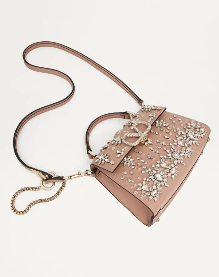 Valentino Top Handle Bags Woman Valentino Garavani Vsling Mini Embroidered Handbag For Woman In Crystalrose Cannelle Crystalrose Cannelle Valentino Top Handle Bags Woman Valentino Garavani Vsling Mini Embroidered Handbag For Woman In Crystalrose Cannelle Crystalrose Cannelle