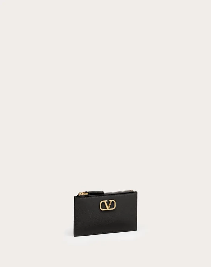 Valentino Wallets And Small Leather Goods Woman Vlogo Signature Grainy Calfskin Cardholder For Woman In Black Black Valentino Wallets And Small Leather Goods Woman Vlogo Signature Grainy Calfskin Cardholder For Woman In Black Black