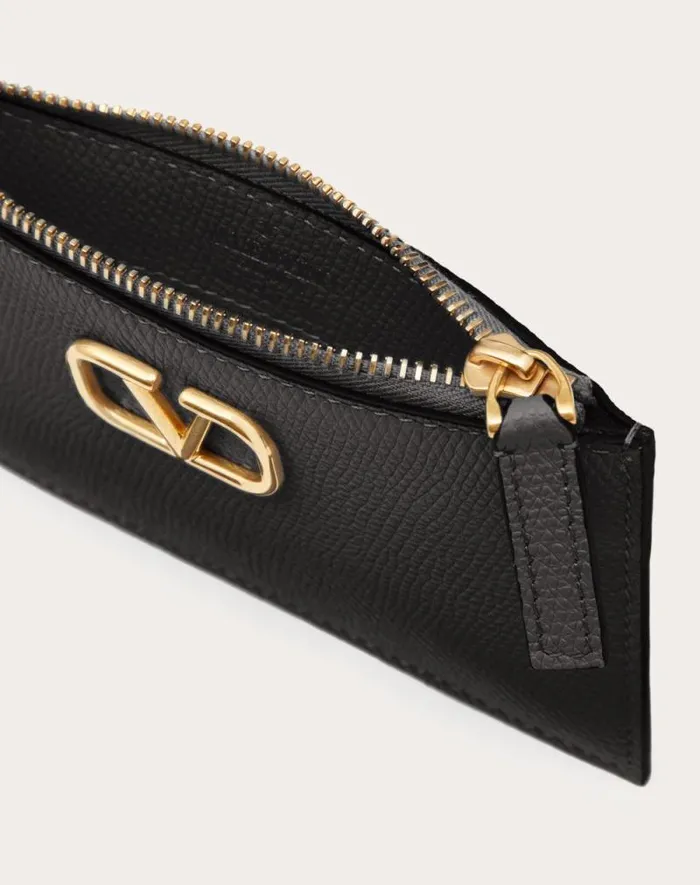 Valentino Wallets And Small Leather Goods Woman Vlogo Signature Grainy Calfskin Cardholder For Woman In Black Black Valentino Wallets And Small Leather Goods Woman Vlogo Signature Grainy Calfskin Cardholder For Woman In Black Black