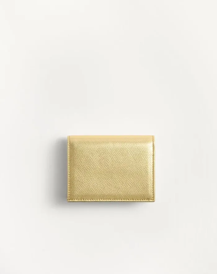 Valentino Wallets And Small Leather Goods Woman Vlogo Signature Laminated Grainy Calfskin Wallet For Woman In Antique Brass Antique Brass Valentino Wallets And Small Leather Goods Woman Vlogo Signature Laminated Grainy Calfskin Wallet For Woman In Antique Brass Antique Brass