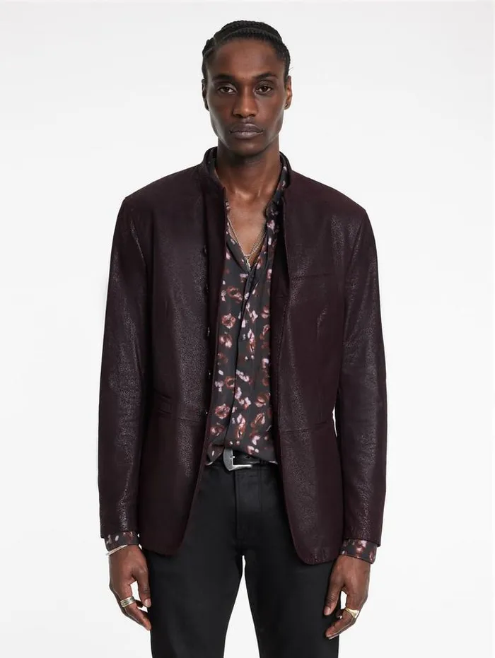 VARICK JACKET Dark Plum Men John Varvatos Leather Jackets