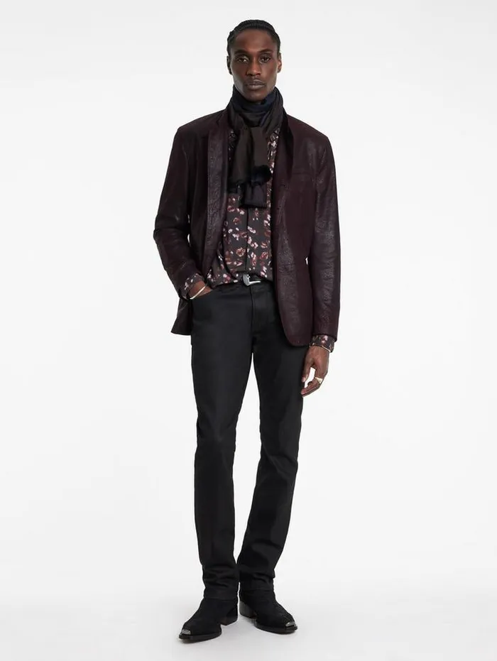 VARICK JACKET Dark Plum Men John Varvatos Leather Jackets