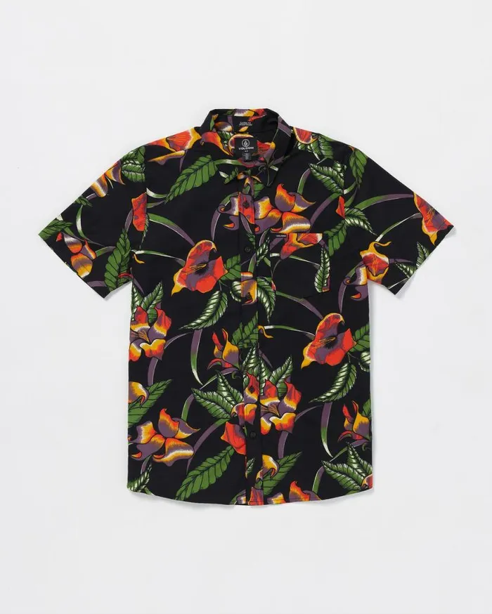 Varkala Floral Woven Short Sleeve Shirt 8211 Black Mens Volcom Shirts and Flannels