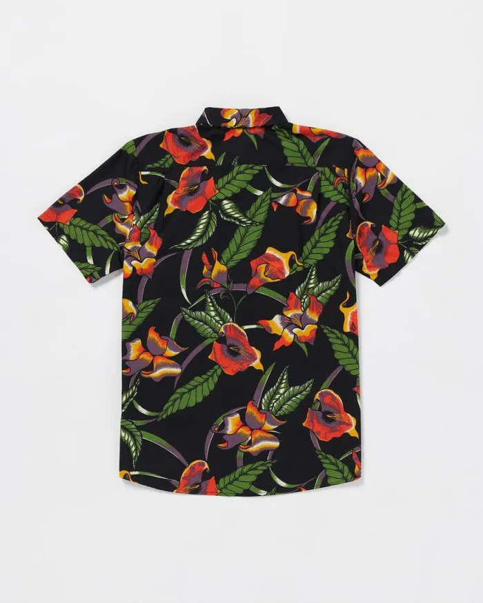 Varkala Floral Woven Short Sleeve Shirt 8211 Black Mens Volcom Shirts and Flannels