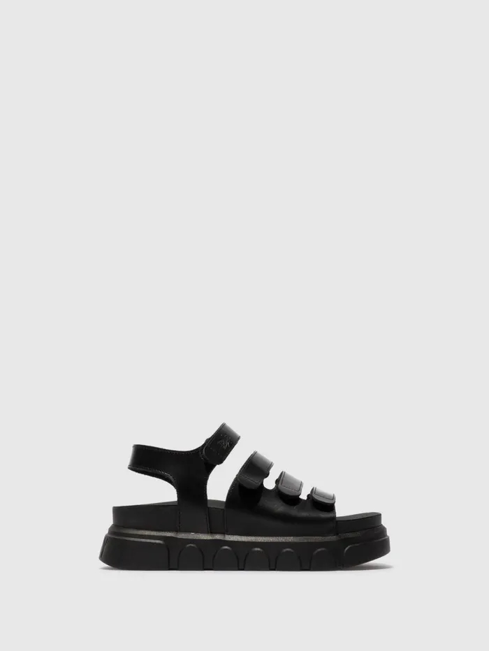 Velcro Sandals CLAD038FLY BLACK Women Fly London Sandals