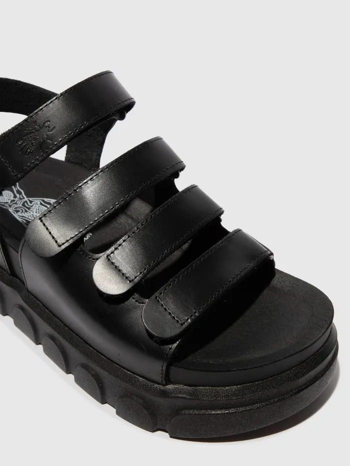 Velcro Sandals CLAD038FLY BLACK Women Fly London Sandals
