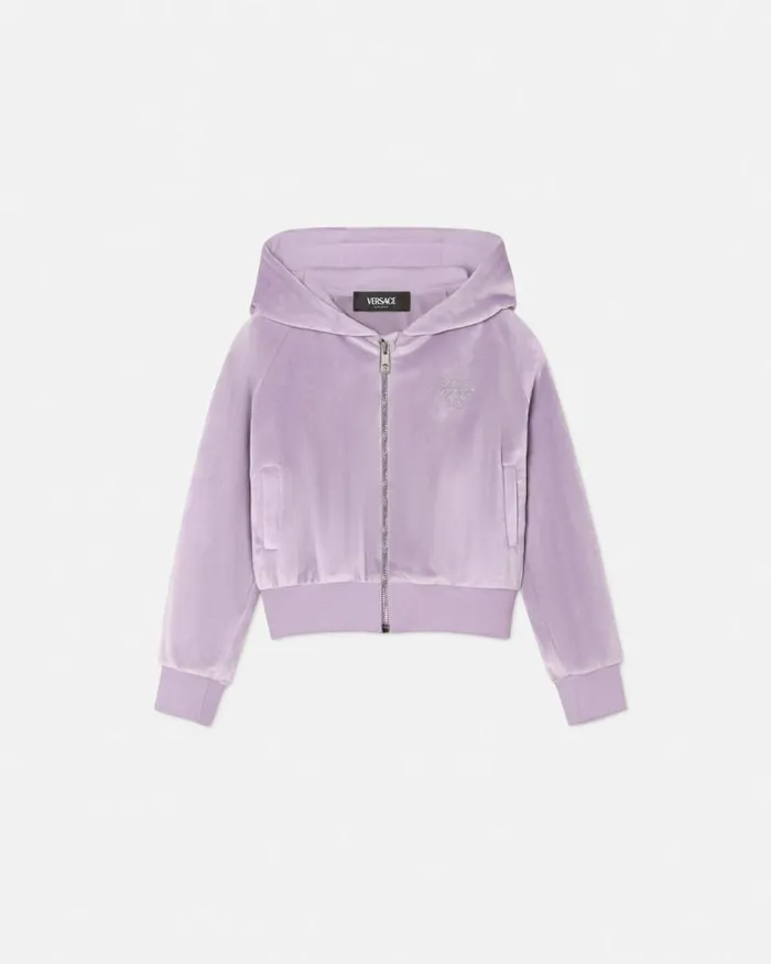 Velvet Zip Kids Hoodie Lilac Children Versace Clothing