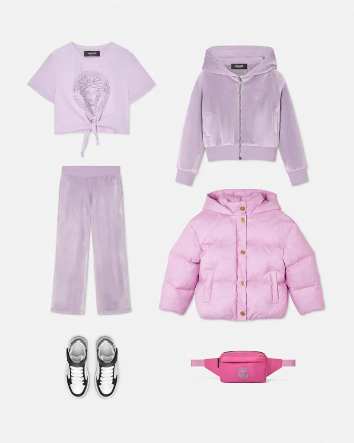Velvet Zip Kids Hoodie Lilac Children Versace Clothing