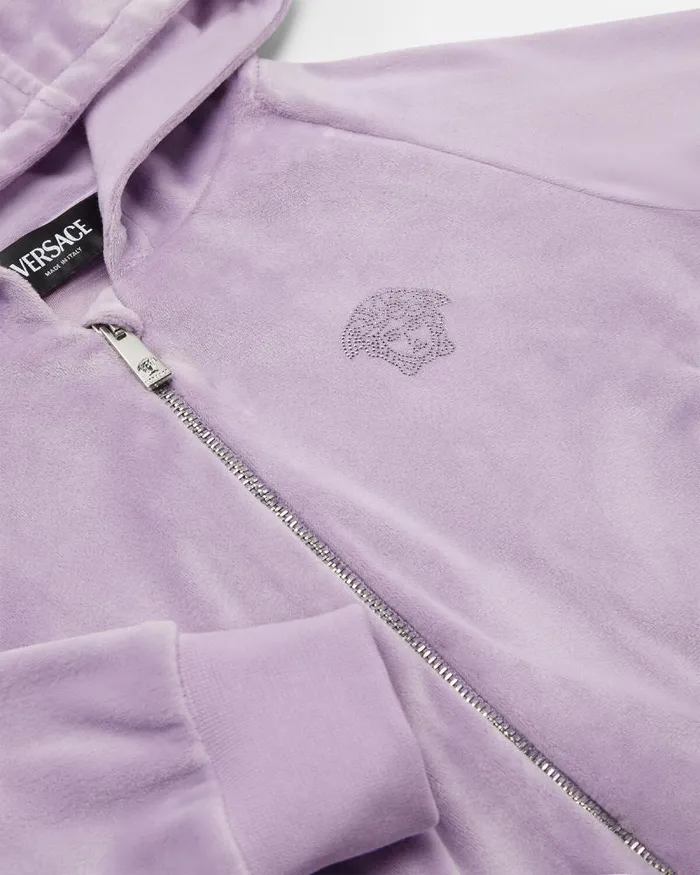 Velvet Zip Kids Hoodie Lilac Children Versace Clothing