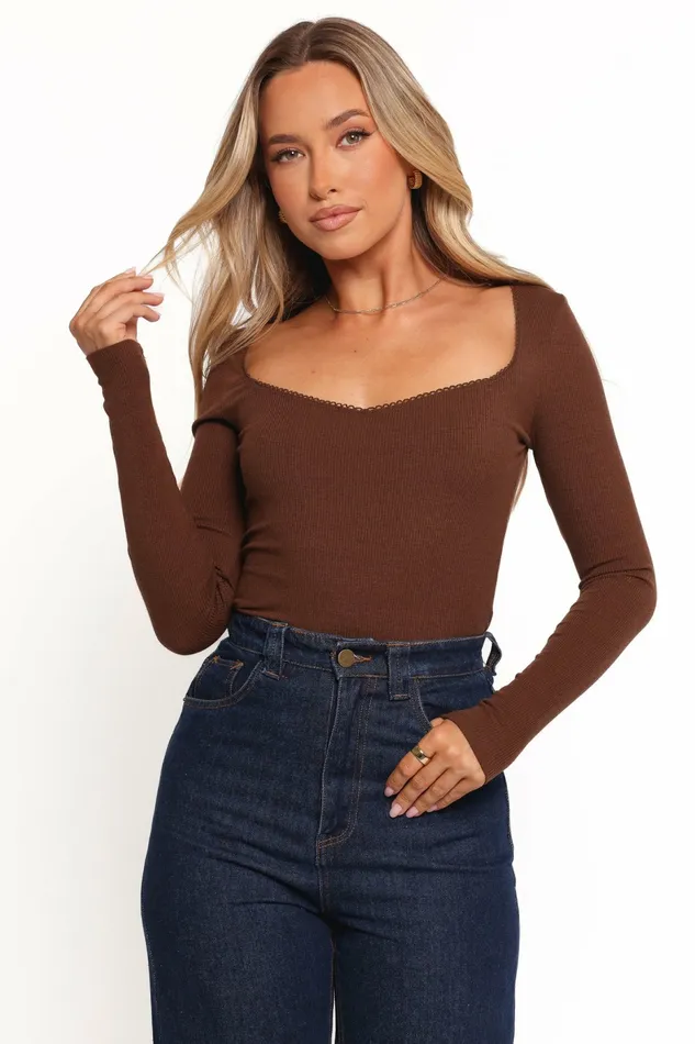 Verona Knit Top Brown Women Tops Petal and Pup
