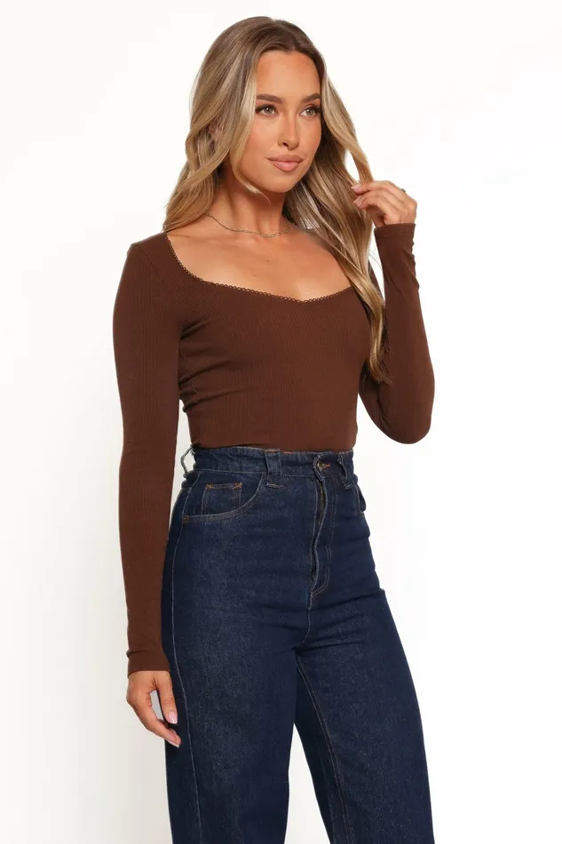 Verona Knit Top Brown Women Tops Petal and Pup