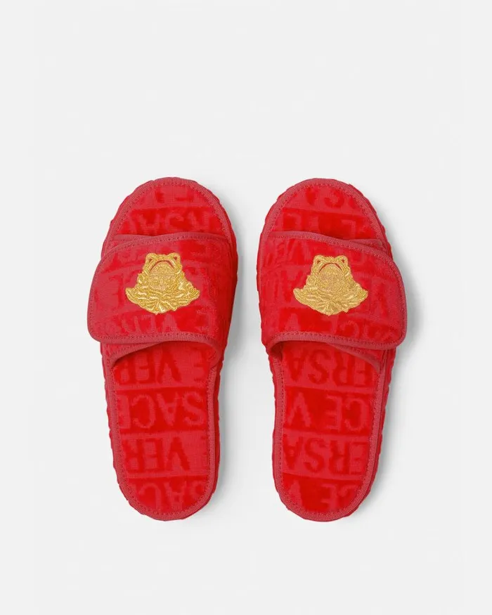 Versace Allover Slippers Red Home and Lifestyle Versace Slippers