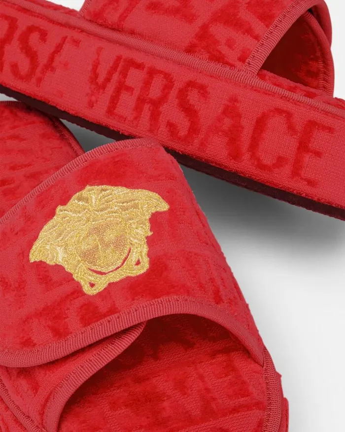 Versace Allover Slippers Red Home and Lifestyle Versace Slippers