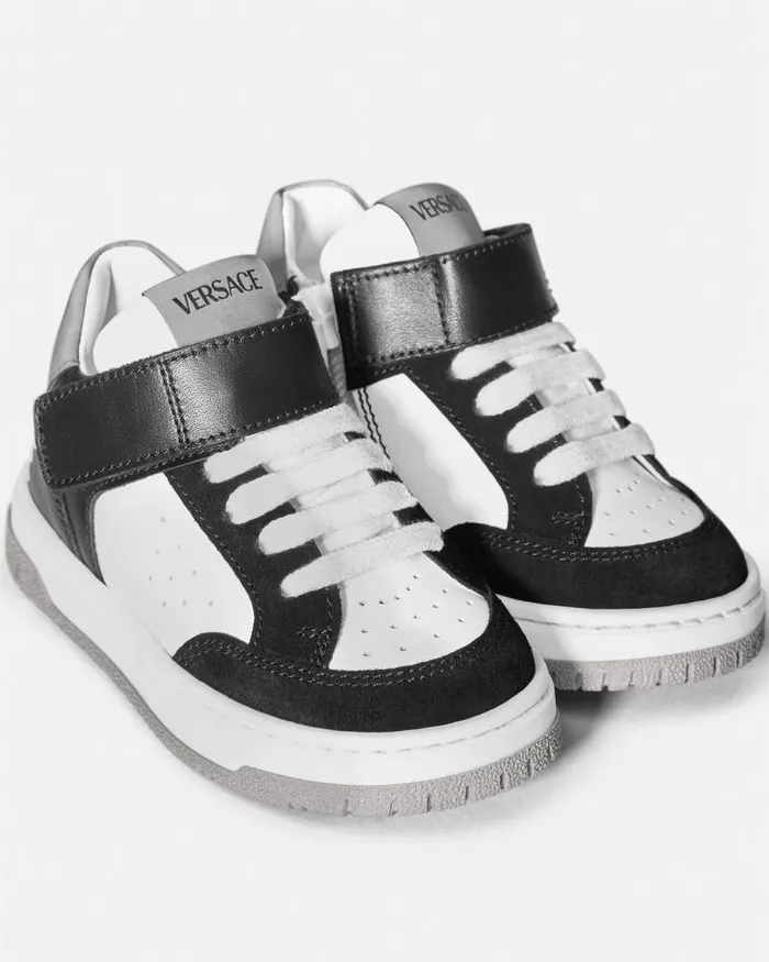 Versace Logo Baby Sneakers Blackwhite Children Versace Shoes