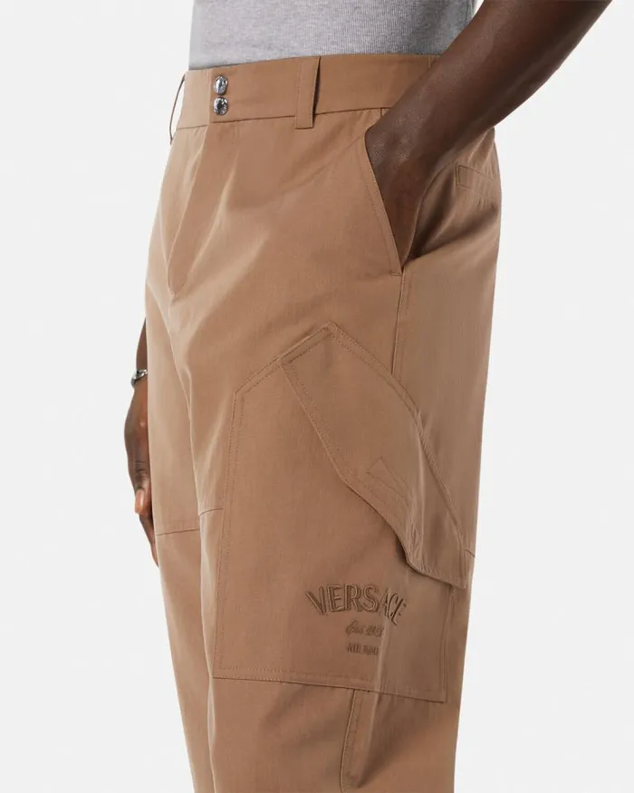 Versace Milano Stamp Cargo Pants Beige Men Versace Pants and Shorts