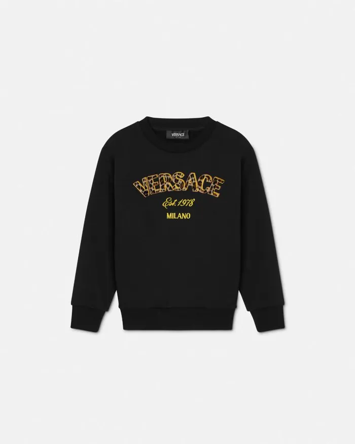 Versace Wild Stamp Kids Sweatshirt Black Children Versace Clothing
