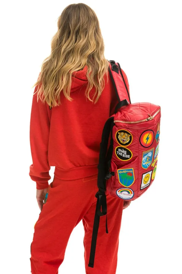 Vintage Patch Puffer Backpack 8211 Cherry Glossy WomenMen Aviator Nation Backpacks