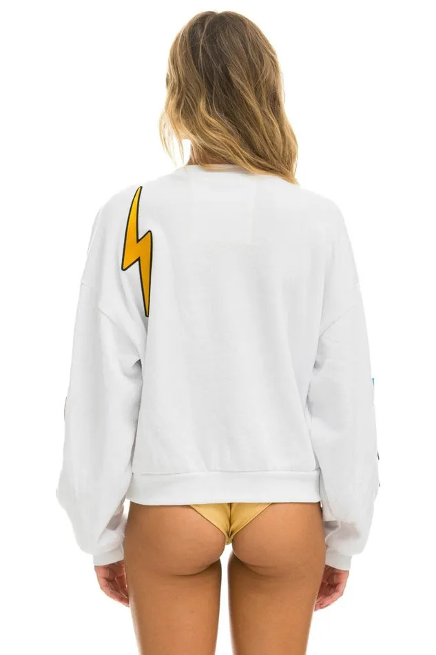 Vintage Patch Relaxed Crew Sweatshirt 8211 White WomenMen Aviator Nation Sweatshirts