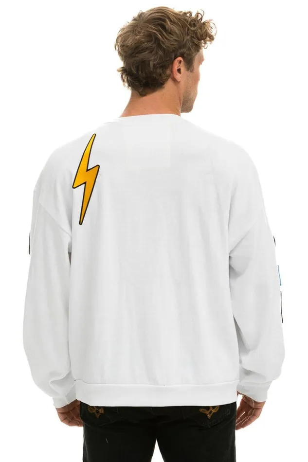 Vintage Patch Relaxed Crew Sweatshirt 8211 White WomenMen Aviator Nation Sweatshirts
