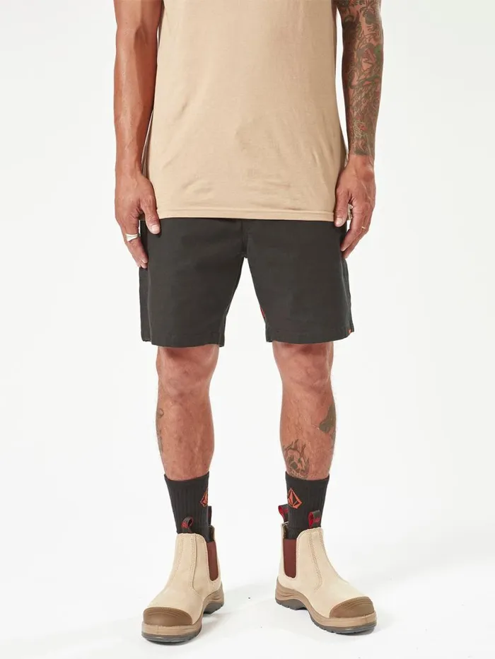 Volcom Workwear Caliper Elastic Waist Shorts 8211 Black Mens Volcom Shorts