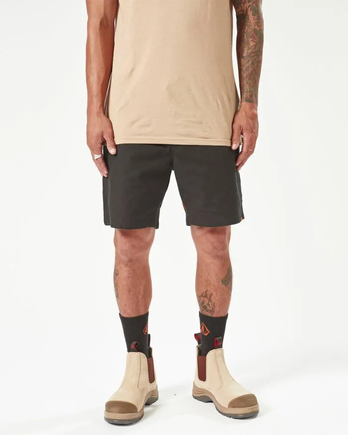 Volcom Workwear Caliper Elastic Waist Shorts 8211 Black Mens Volcom Shorts