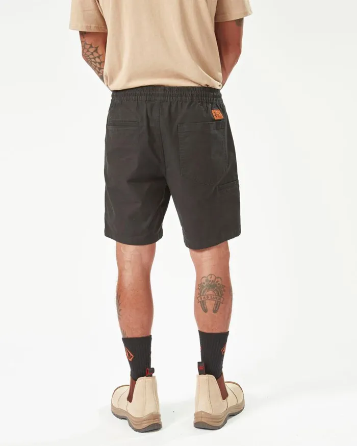 Volcom Workwear Caliper Elastic Waist Shorts 8211 Black Mens Volcom Shorts