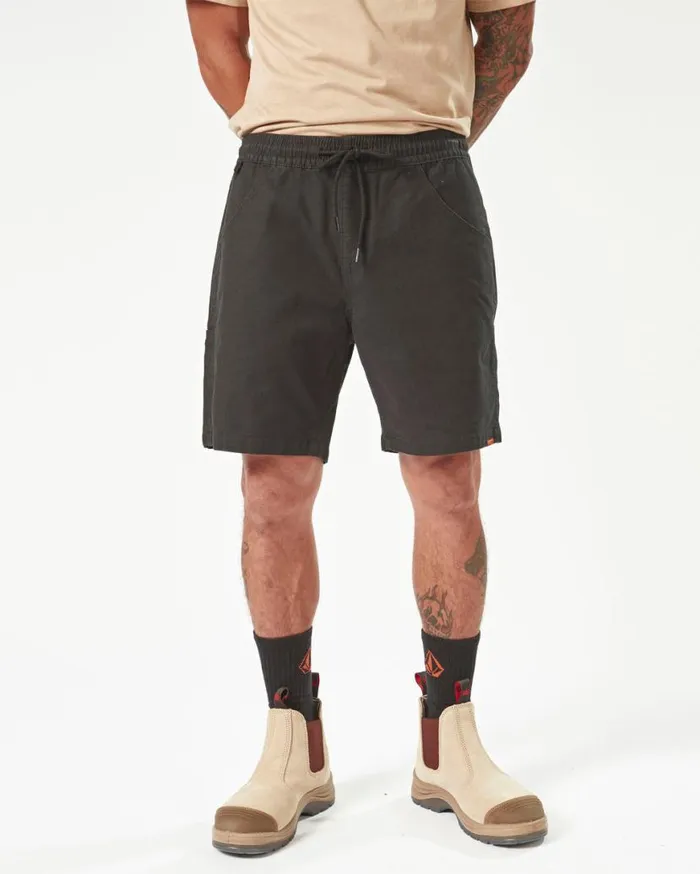 Volcom Workwear Caliper Elastic Waist Shorts 8211 Black Mens Volcom Shorts