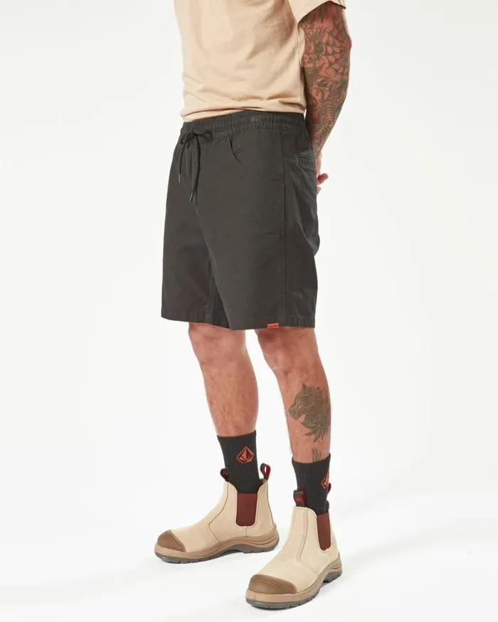 Volcom Workwear Caliper Elastic Waist Shorts 8211 Black Mens Volcom Shorts