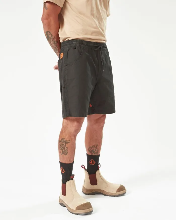 Volcom Workwear Caliper Elastic Waist Shorts 8211 Black Mens Volcom Shorts