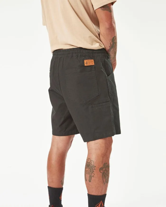 Volcom Workwear Caliper Elastic Waist Shorts 8211 Black Mens Volcom Shorts