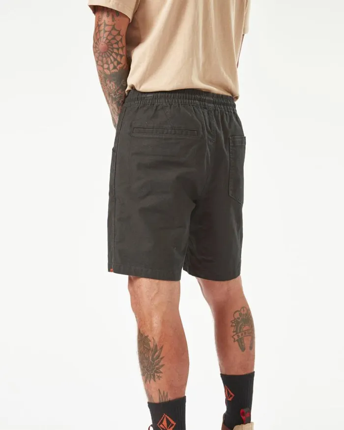 Volcom Workwear Caliper Elastic Waist Shorts 8211 Black Mens Volcom Shorts