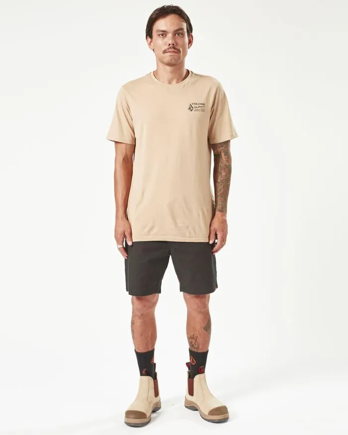 Volcom Workwear Caliper Elastic Waist Shorts 8211 Black Mens Volcom Shorts