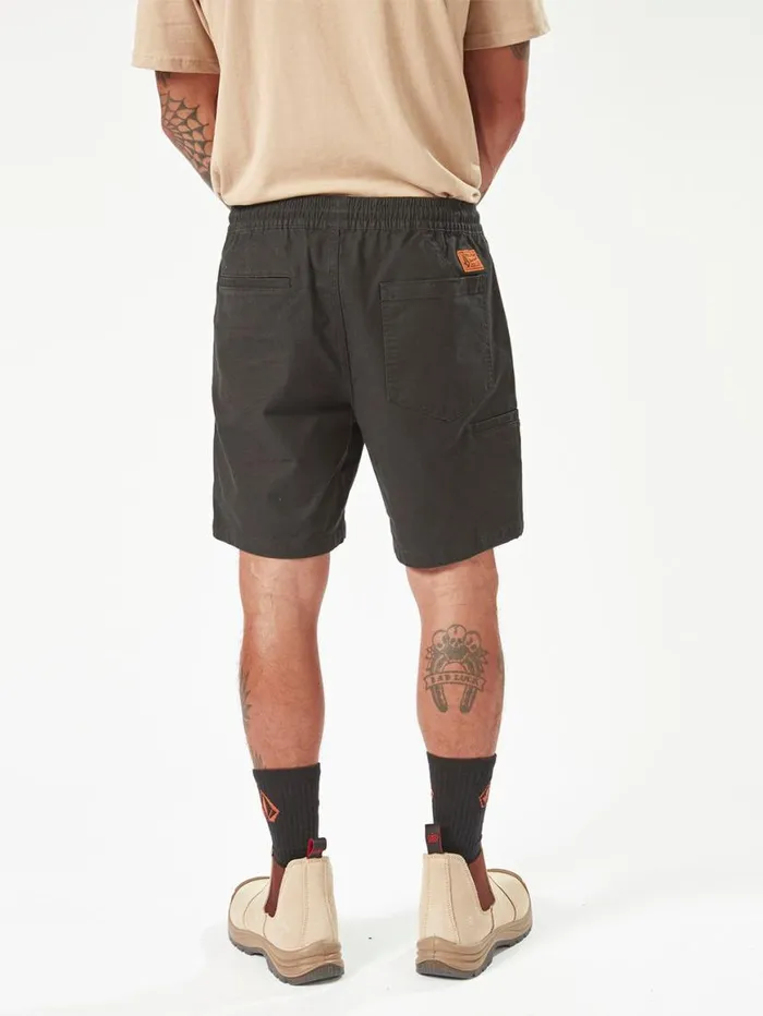 Volcom Workwear Caliper Elastic Waist Shorts 8211 Black Mens Volcom Shorts
