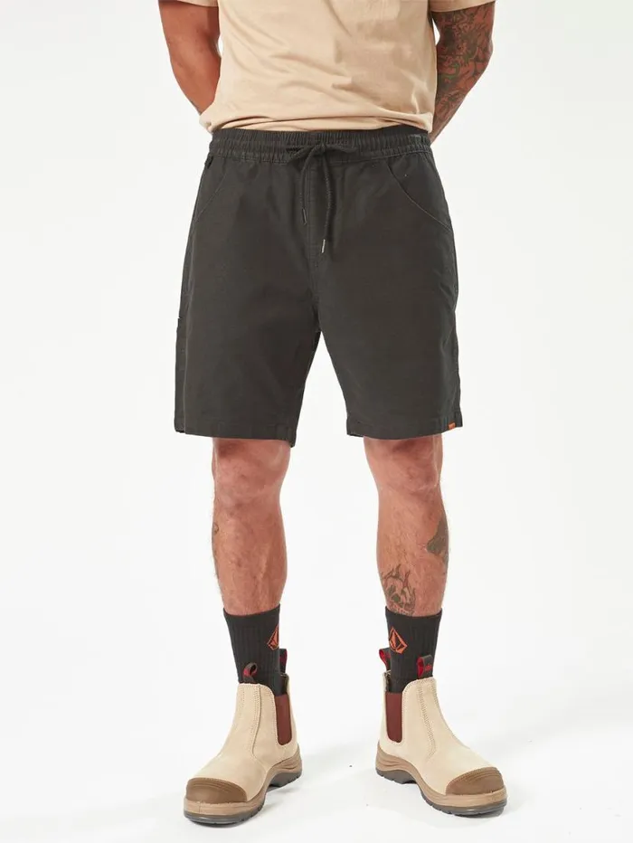 Volcom Workwear Caliper Elastic Waist Shorts 8211 Black Mens Volcom Shorts