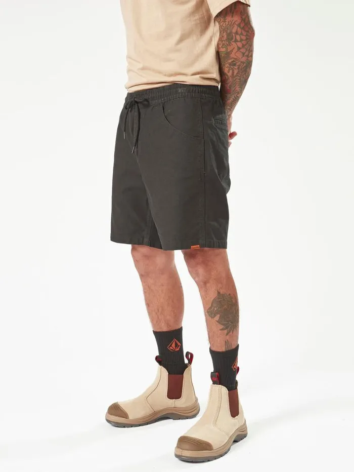 Volcom Workwear Caliper Elastic Waist Shorts 8211 Black Mens Volcom Shorts