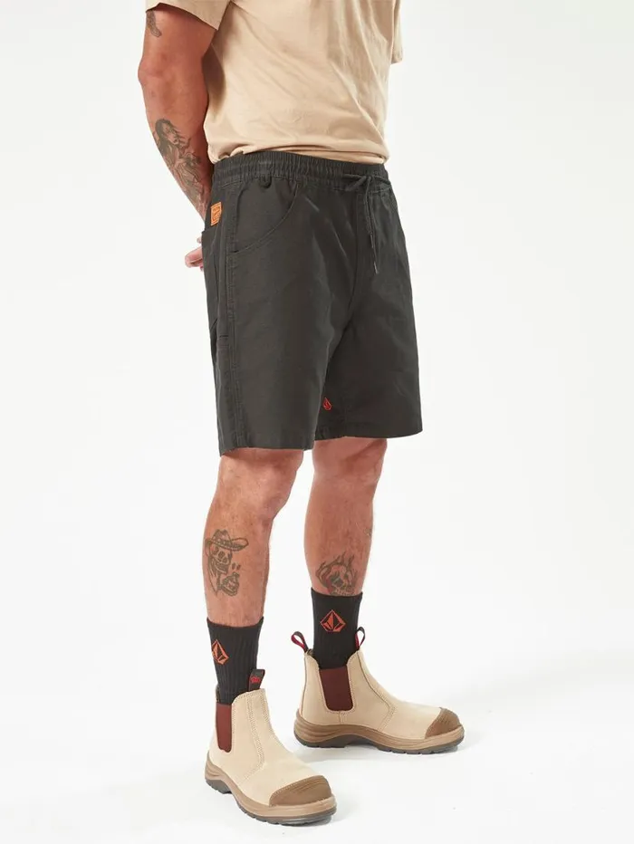 Volcom Workwear Caliper Elastic Waist Shorts 8211 Black Mens Volcom Shorts