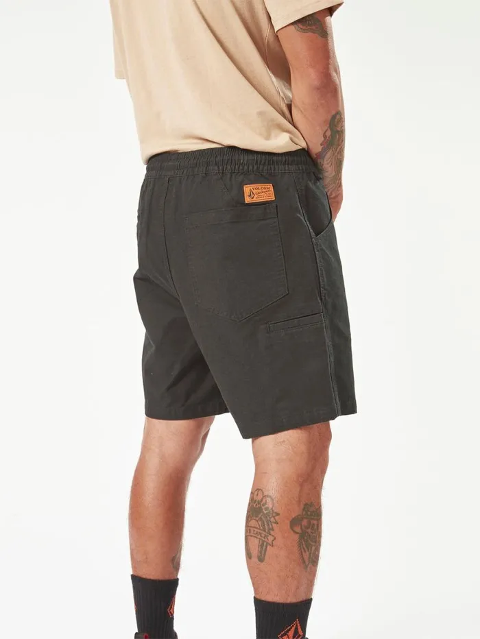 Volcom Workwear Caliper Elastic Waist Shorts 8211 Black Mens Volcom Shorts