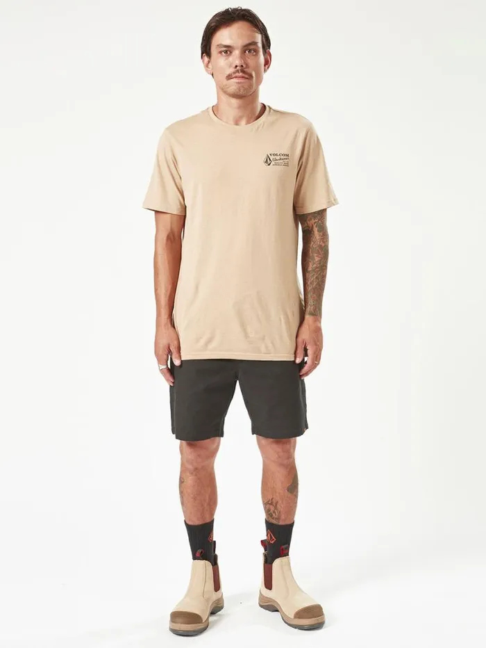 Volcom Workwear Caliper Elastic Waist Shorts 8211 Black Mens Volcom Shorts