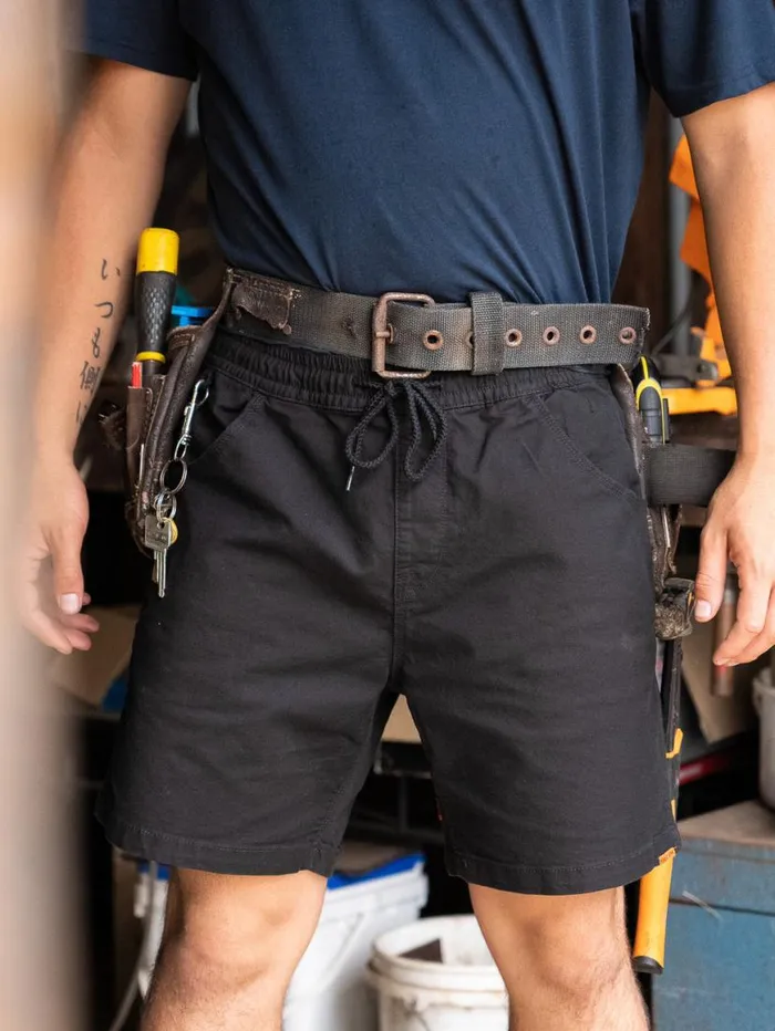 Volcom Workwear Caliper Elastic Waist Shorts 8211 Black Mens Volcom Shorts