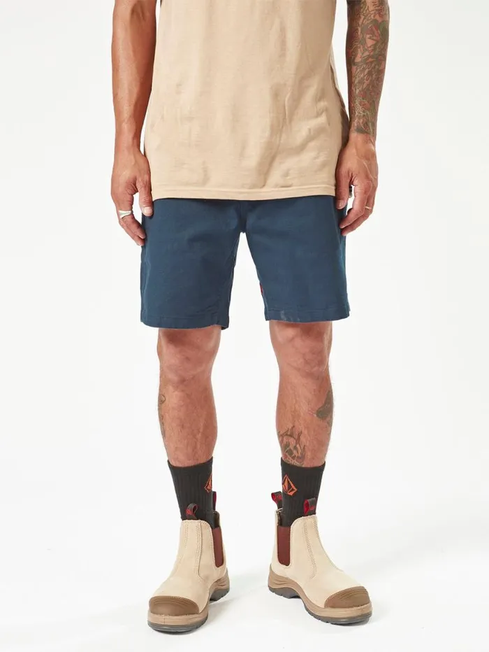 Volcom Workwear Caliper Elastic Waist Shorts 8211 Navy Mens Volcom Shorts