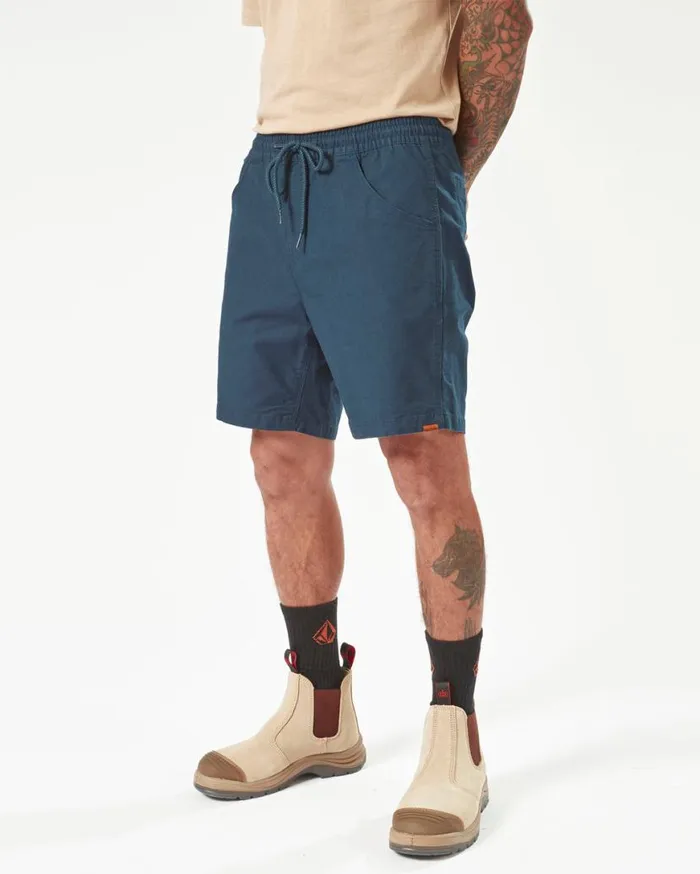 Volcom Workwear Caliper Elastic Waist Shorts 8211 Navy Mens Volcom Shorts