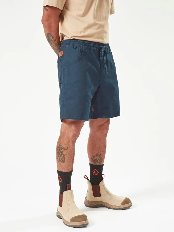 Volcom Workwear Caliper Elastic Waist Shorts 8211 Navy Mens Volcom Shorts