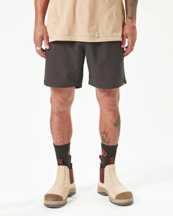Volcom Workwear Slab Elastic Waist Hybrid Shorts 8211 Black Mens Volcom Shorts