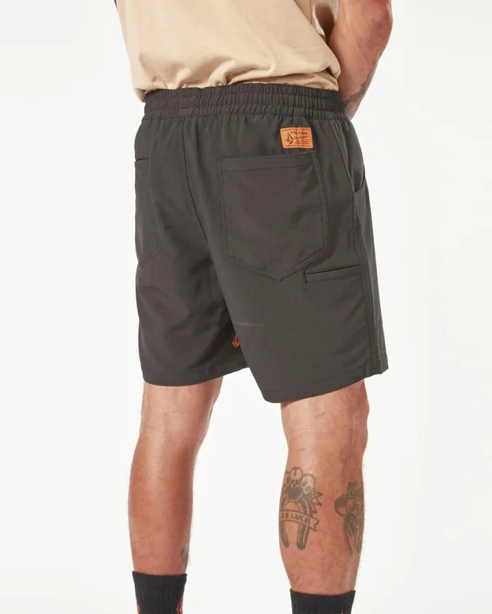 Volcom Workwear Slab Elastic Waist Hybrid Shorts 8211 Black Mens Volcom Shorts