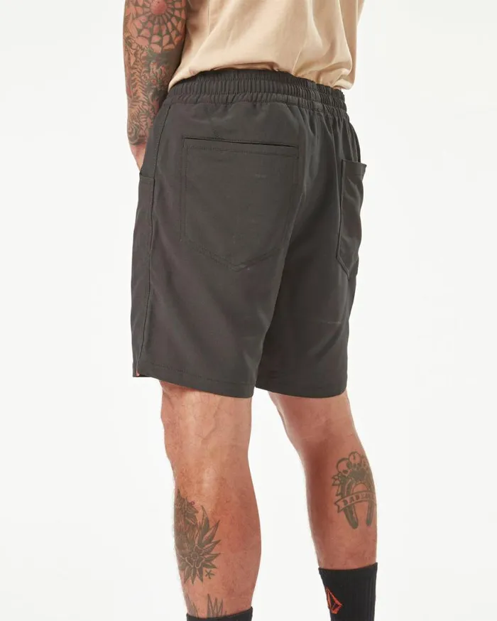 Volcom Workwear Slab Elastic Waist Hybrid Shorts 8211 Black Mens Volcom Shorts