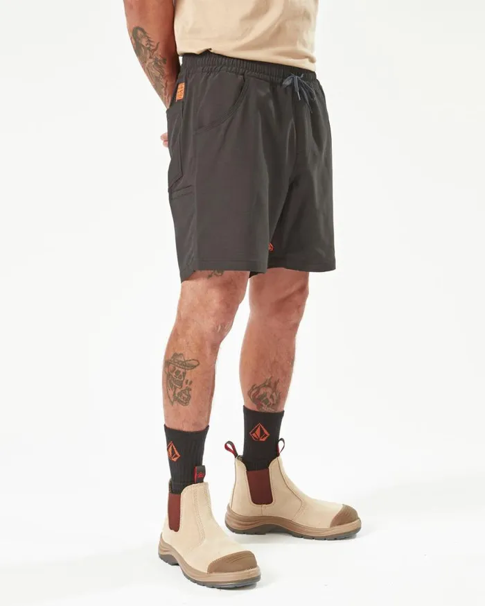 Volcom Workwear Slab Elastic Waist Hybrid Shorts 8211 Black Mens Volcom Shorts