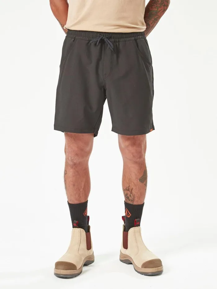 Volcom Workwear Slab Elastic Waist Hybrid Shorts 8211 Black Mens Volcom Shorts