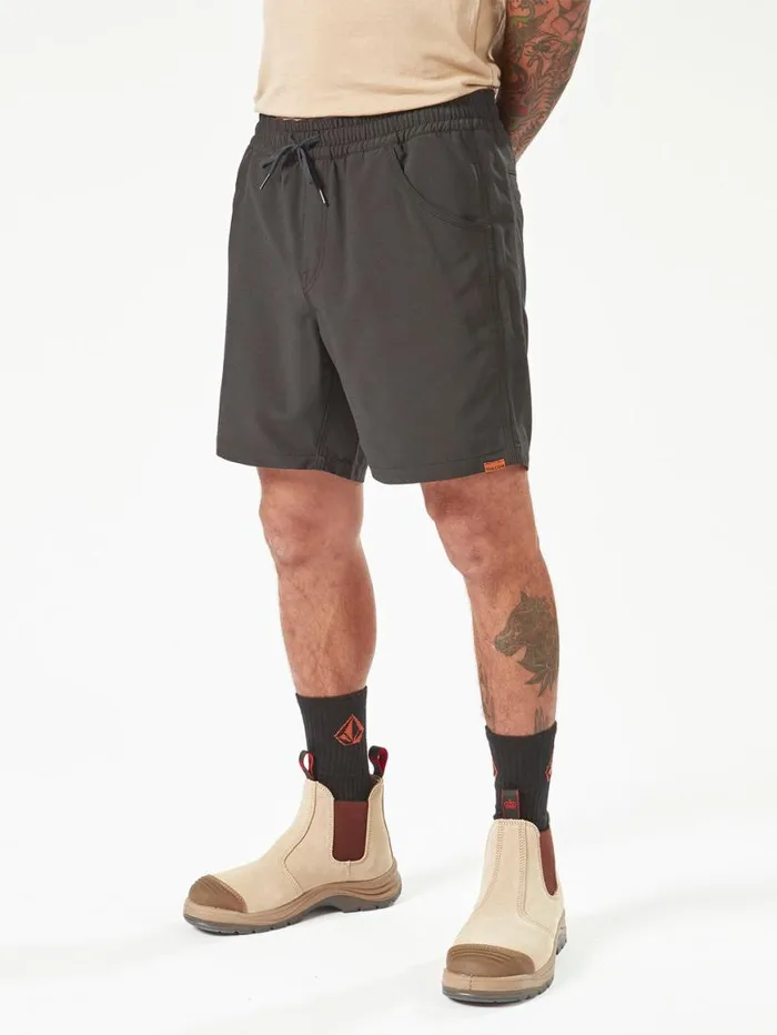 Volcom Workwear Slab Elastic Waist Hybrid Shorts 8211 Black Mens Volcom Shorts
