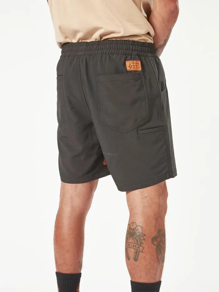 Volcom Workwear Slab Elastic Waist Hybrid Shorts 8211 Black Mens Volcom Shorts