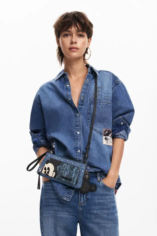 Wallets Women Desigual Mickey Mouse L Denim Wallet Blue